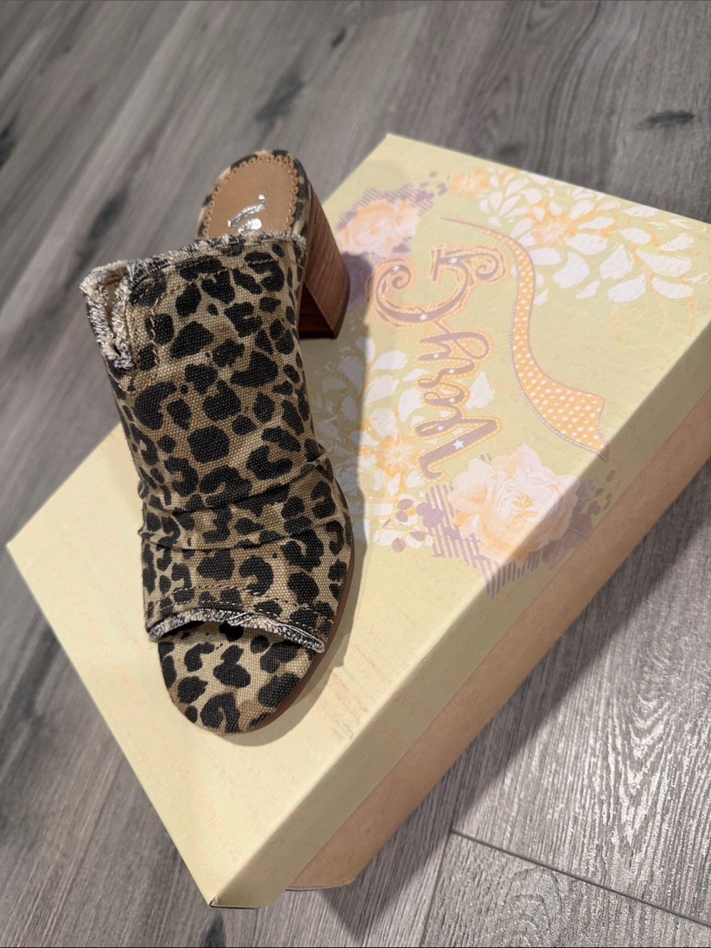 L&B Leopard Print Open-Toe Mule Heel - Tan/Black